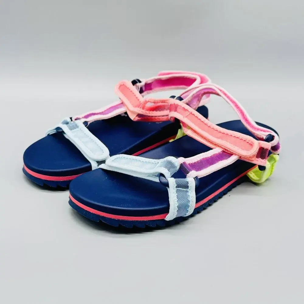 Crewcuts Sandals Kids Girls 5 Multicolor Strappy Hook & Loop Casual Summer Shoes
